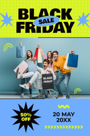 Ontwerpsjabloon van Pinterest van Black Friday-kortingen voor iedereen