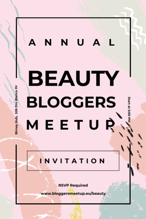 Beauty Blogger meetup on paint smudges Invitation 6x9in Design Template