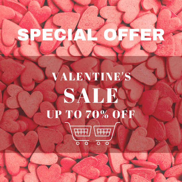 Discount Offer on Valentine's Day with Many Hearts  Instagramデザインテンプレート