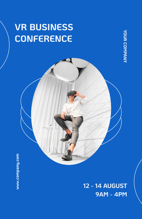 Designvorlage Virtual Business Summit Announcement on Blue für Invitation 5.5x8.5in