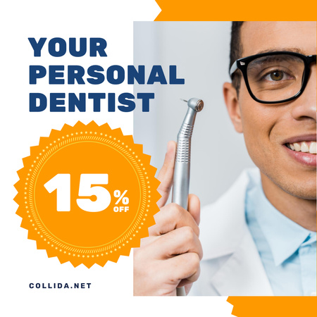 Dentistry Promotion Dentist with Equipment Instagram AD Design Template
