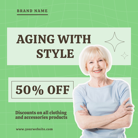 Clothing And Accessories Sale Offer For Elderly Instagram Design Template