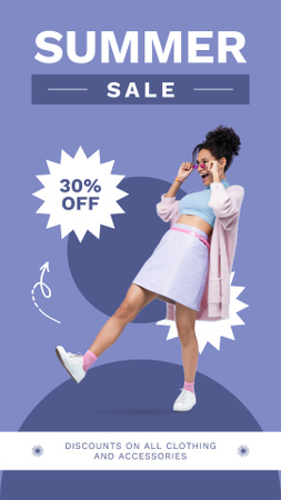 Designvorlage Summer Fashion Sale Ad on Purple für Instagram Story