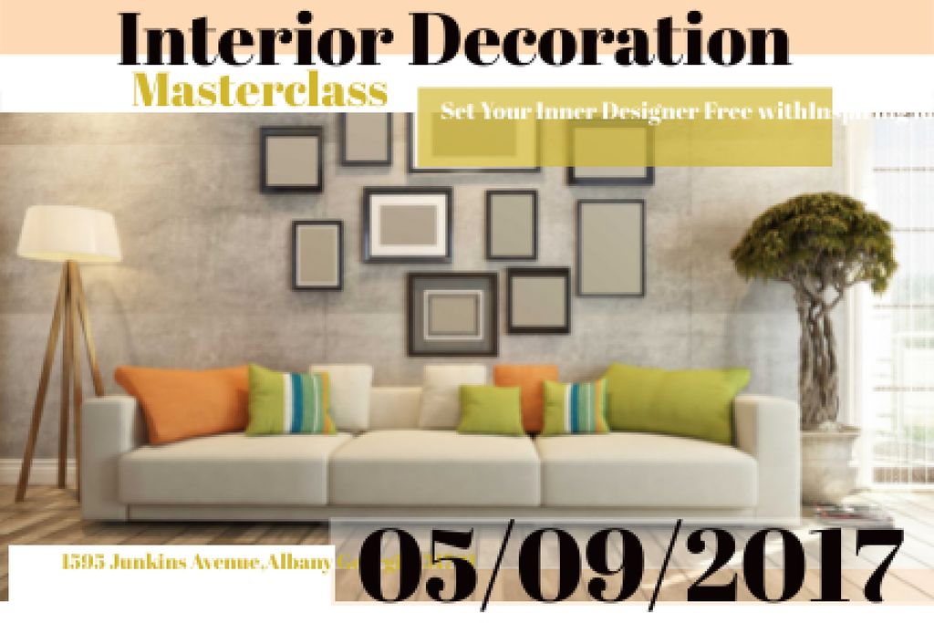 Interior decoration masterclass Announcement Gift Certificate – шаблон для дизайна