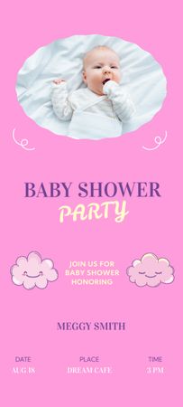 Baby Shower Party Announcement Invitation 9.5x21cm tervezősablon