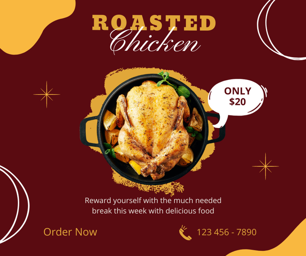 Tasty Menu with Roast Chicken Facebook Modelo de Design