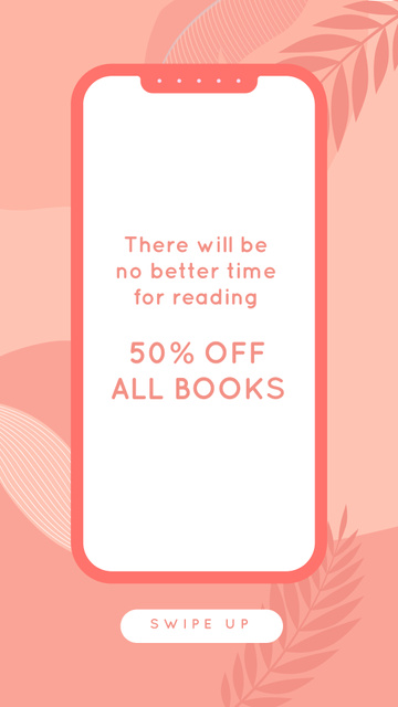 E-reading Offer on Pink Leaves backround Instagram Storyデザインテンプレート