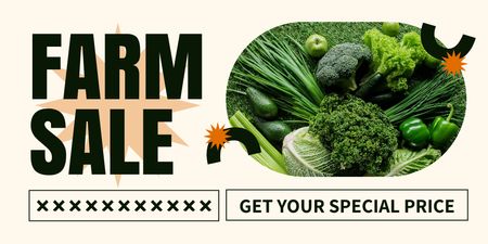 Farmer Sale Green Vegetables Twitter Design Template