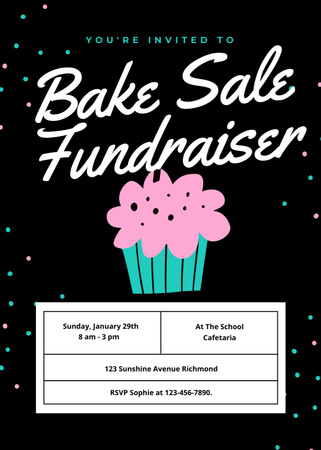 Charity Bake Sale with Yummy Cake Invitation Design Template