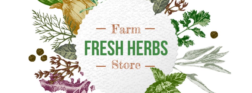 Plantilla de diseño de Farm Natural Herbs Frame Facebook cover 