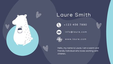 Child Care Specialist Introductory Card Business Card US Design Template