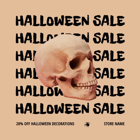 Halloween akciós hirdetés koponyával Instagram tervezősablon