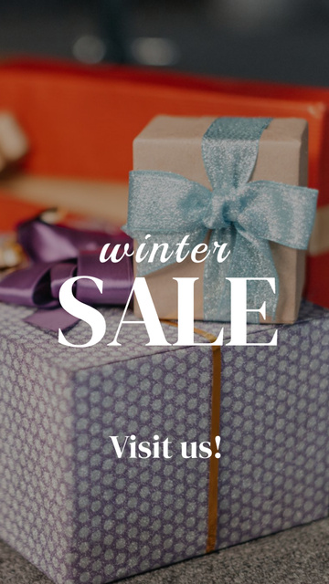 Winter Sale Ad with Presents Instagram Story Design Template