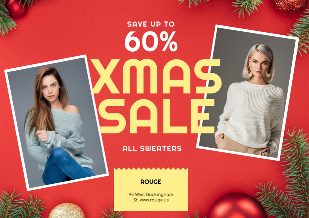 Modèle de visuel Limited-time Christmas Sale Announcement With Sweaters - Flyer A5 Horizontal