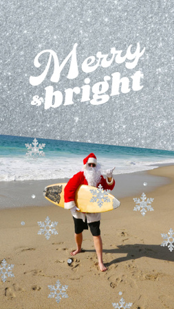 Funny Man in Santa's Costume on Beach Instagram Story Tasarım Şablonu