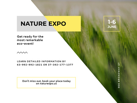 Nature Expo Announcement with Green Grass Poster 18x24in Horizontal Design Template