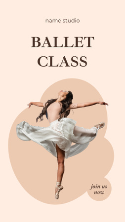 Ballet Class Ad with Ballerina in Beautiful Dress Instagram Story Design Template