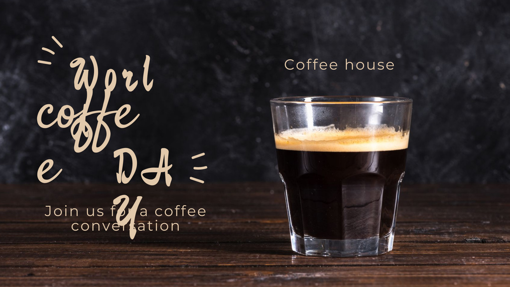 Cafe Ad with Coffee in Glass FB event cover Design Template
