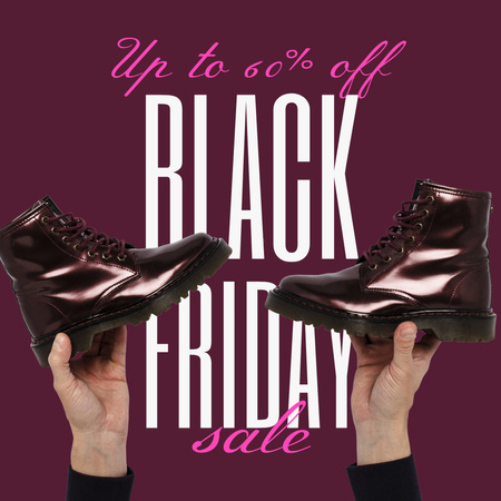 Black Friday Sale of Various Boots and Shoes Animated Post Design Template