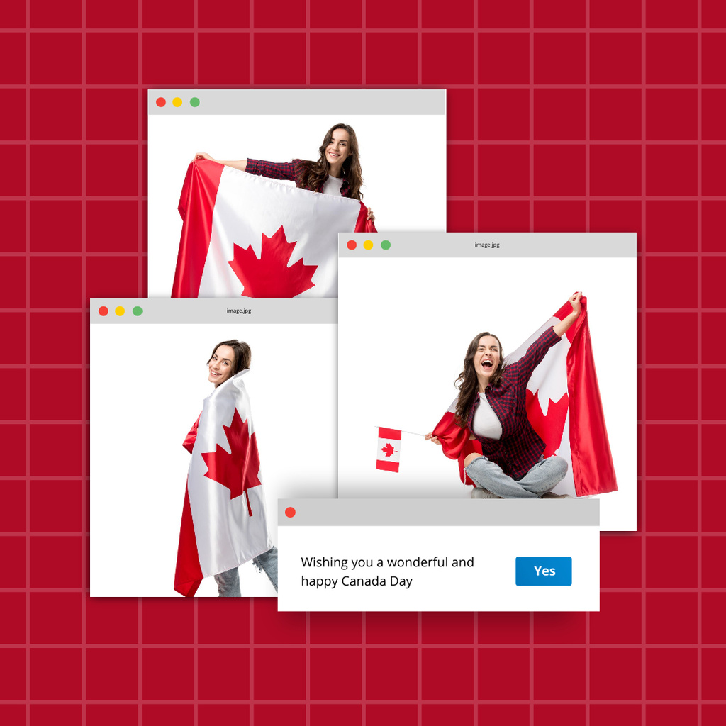Happy Canada Day Greeting on Red Instagramデザインテンプレート