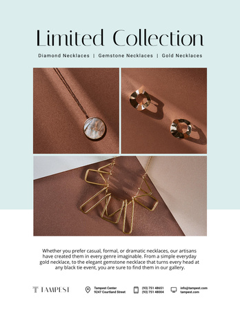 Plantilla de diseño de Jewelry Sale Announcement Collage with Necklace with Pendant Poster 8.5x11in 