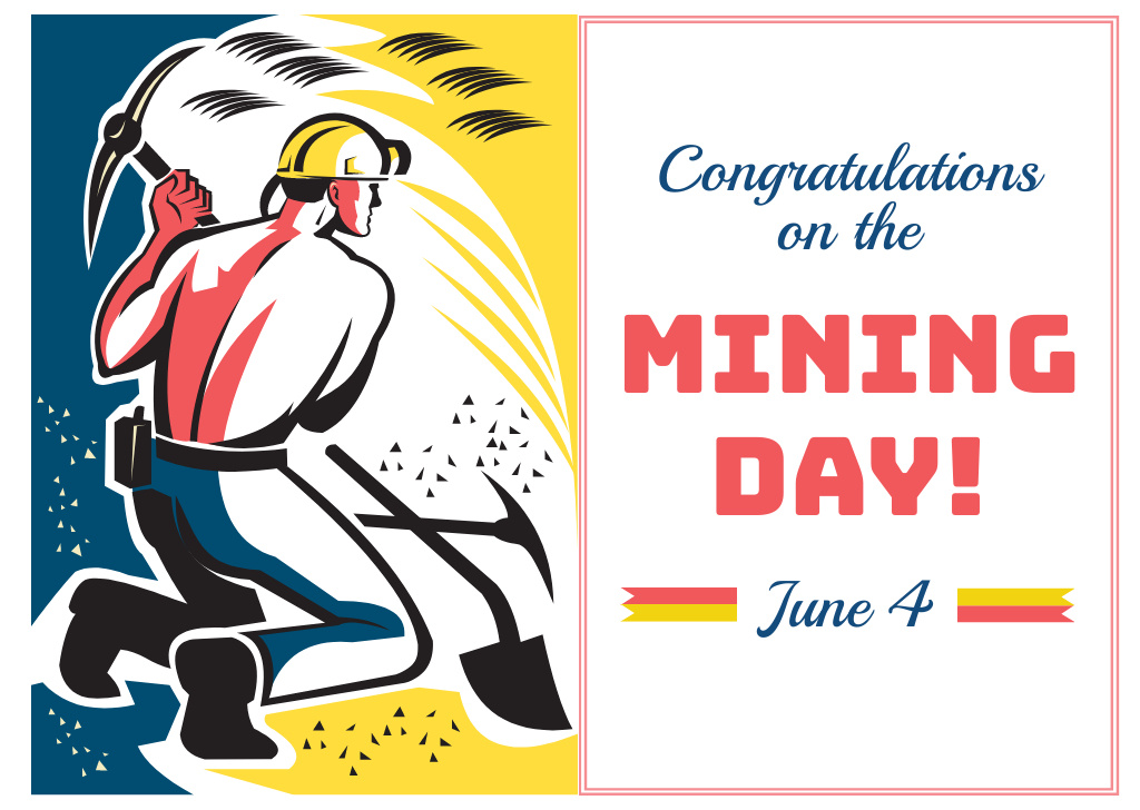 Miming day congratulations with worker Card – шаблон для дизайну