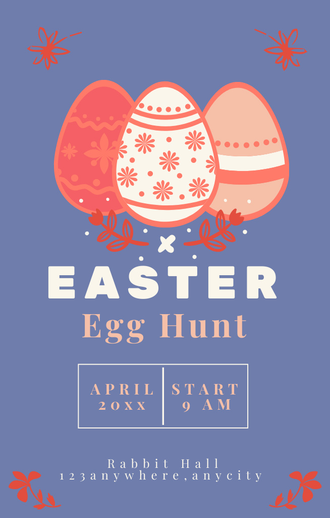 Easter Egg Hunt Announcement with Patterned Eggs Invitation 4.6x7.2in tervezősablon
