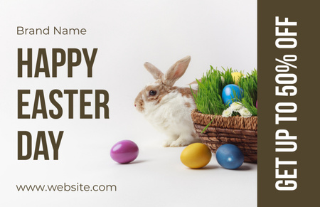 Platilla de diseño Easter Promo with Fluffy Easter Rabbit Thank You Card 5.5x8.5in