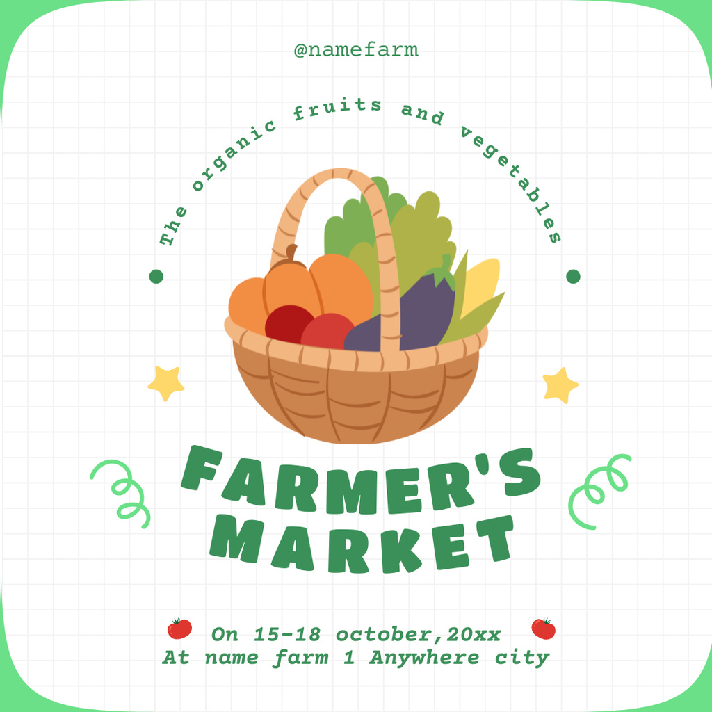 Basket of Fresh Vegetables from Farmer's Market Instagram AD Πρότυπο σχεδίασης