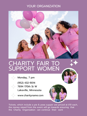 Anúncio da Feira de Caridade para Apoiar as Mulheres Poster 36x48in Modelo de Design