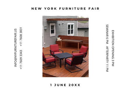 Designvorlage New York Furniture Fair Announcement für Postcard 5x7in