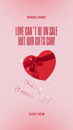 Designvorlage Herzförmiges Geschenk mit Slogan-Verkaufsangebot für Instagram Video Story