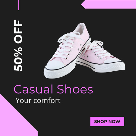 Discount on New Collection of Casual Shoes Instagram Design Template