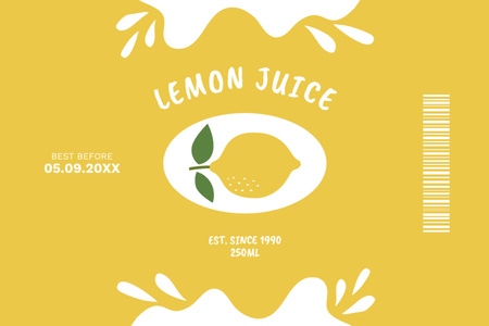 Designvorlage Zitronensaft gelb für Label