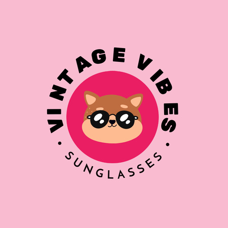Sunglasses Store Ad with Cute Cat Logo Design Template