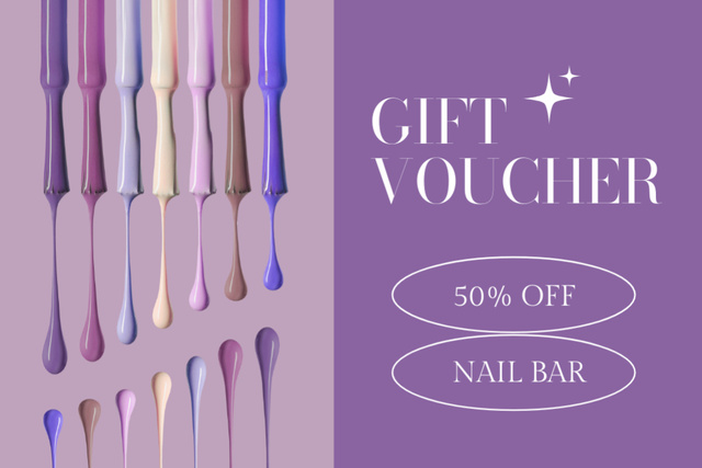 Ontwerpsjabloon van Gift Certificate van Nail Studio Offer with Brushes with Dripping Nail Polish