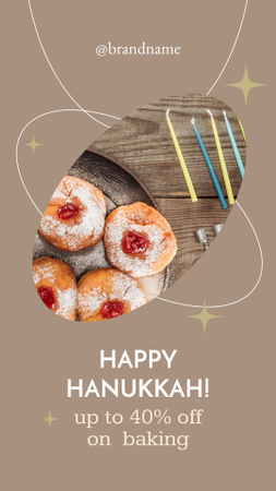 Happy Hanukkah Greetings And Pastry At Discounted Rates Instagram Story Design Template