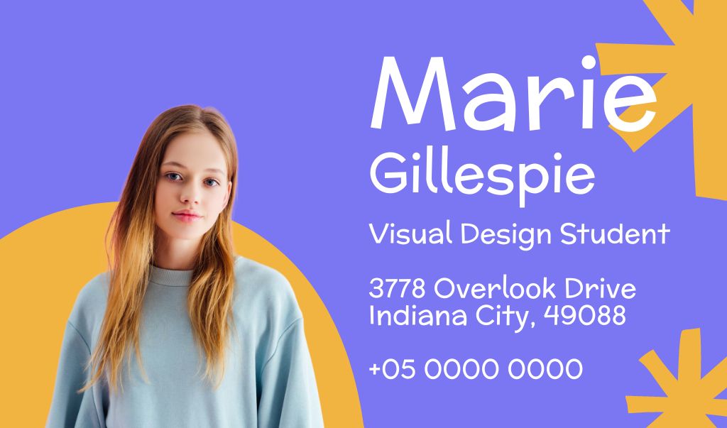 Designvorlage Visual Design Student Introductory Card für Business card