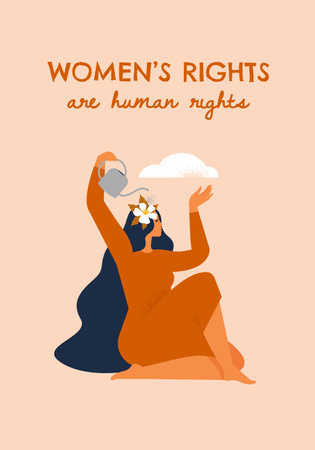 Template di design Promuovere la consapevolezza dei diritti delle donne con l'illustrazione Poster 28x40in