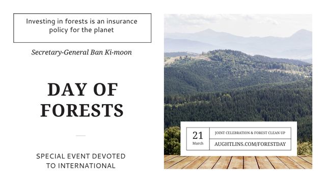 Plantilla de diseño de International Day of Forests Event Scenic Mountains Title 