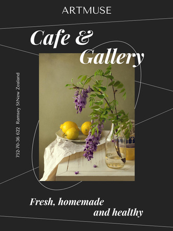 Cafe and Art Gallery Invitation Poster US Modelo de Design
