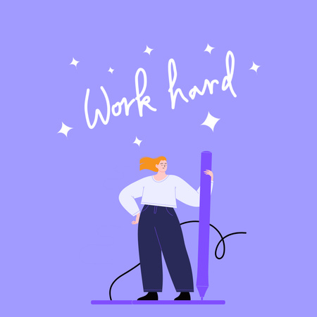 Designvorlage Motivational Advice about Working Hard für Animated Post
