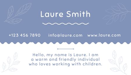 Platilla de diseño Babysitting Services Ad with Leaves Illustration Business Card US