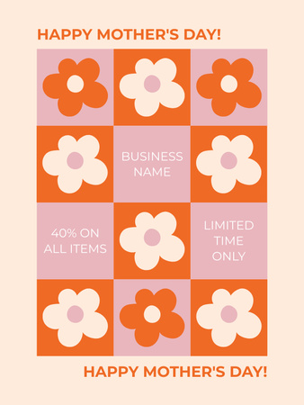 Plantilla de diseño de Saludo del Día de la Madre con Patrón de Flores Poster US 