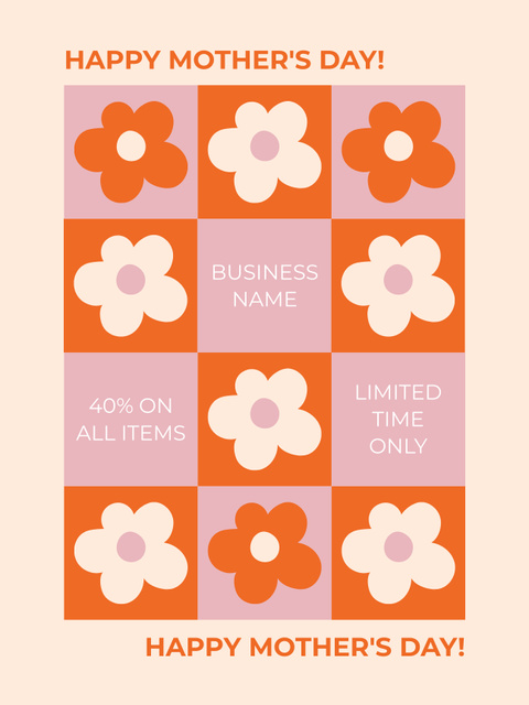 Designvorlage Mother's Day Greeting with Pattern of Flowers für Poster US