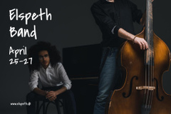 Concert Announcement with Musician Playing Cello