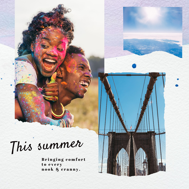 Happy African American Couple' Summer Memories Instagram Šablona návrhu