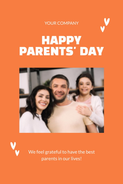 Cute Family Celebrating Parents' Day Together Postcard 4x6in Vertical Design Template