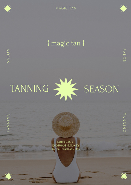 Szablon projektu Tanning Season Announcement with Woman on Beach Poster A3