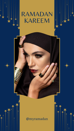 Kaunis nainen Hijabissa Ramadan-myyntiin Instagram Story Design Template
